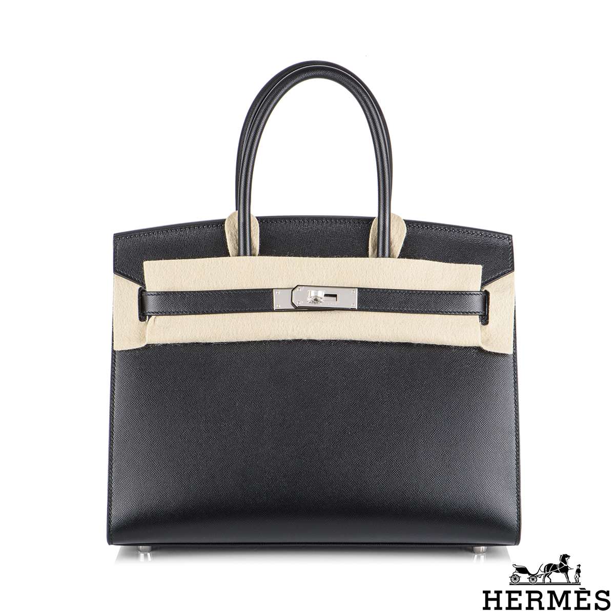 A BLACK MADAME LEATHER SELLIER BIRKIN 30 WITH GOLD HARDWARE